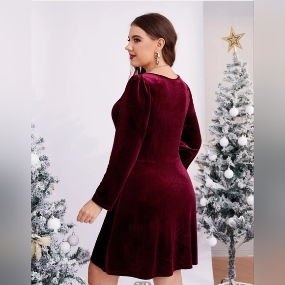 Ruched Sweetheart Neck Velvet Velour Dress Burgundy Whimsigoth Fairygrunge M - Picture 3 of 5